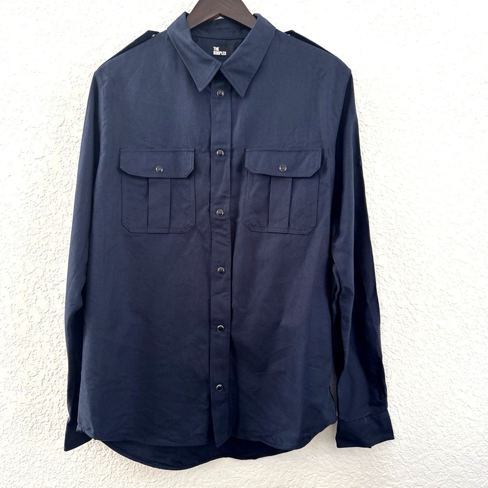The Kooples Men's Navy Blue Utility Shirt Pearl Snap NWT Size S HCCL29019K